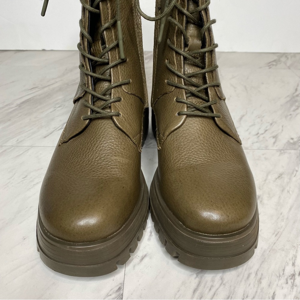 Franco Sarto Jetson Green Brown Leather Lace Up Lug Sole Boot 8 1/2 M - Picture 12 of 16